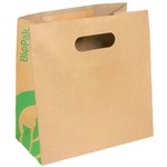 BIOPAK KRAFT PAPER BAGS DIECUT HANDLE SMALL 270 X 280 X 145MM CARTON 250
