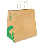 BIOPAK KRAFT PAPER BAGS TWIST HANDLE JUMBO 355 X 370 X 220MM CARTON 150