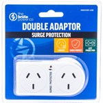 THE BRUTE POWER CO DOUBLE ADAPTOR FLAT LEFT WITH SURGE PROTECTION