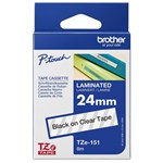 BROTHER TZE151 LAMINATED LABELLING TAPE 24MM BLACK ON CLEAR