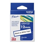 BROTHER TZE231 LAMINATED LABELLING TAPE 12MM BLACK ON WHITE