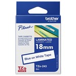 BROTHER TZE243 LAMINATED LABELLING TAPE 18MM BLUE ON WHITE
