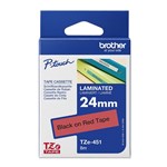 BROTHER TZE451 LAMINATED LABELLING TAPE 24MM BLACK ON RED