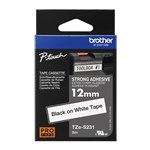 BROTHER TZES231 STRONG ADHESIVE LABELLING TAPE 12MM BLACK ON WHITE