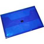 BANTEX TRANSLUCENT DOCUMENT WALLET POP GEAR PP HOOK AND LOOP CLOSURE FOOLSCAP BLUE