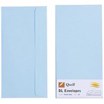 QUILL DL COLOURED ENVELOPES PLAINFACE STRIP SEAL 80GSM 110 X 220MM POWDER BLUE PACK 25