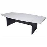 YS DESIGN OXLEY CONFERENCE TABLE BOAT SHAPED 1200 X 2400 X 730MM WHITEIRONSTONE