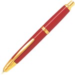 PILOT CAPLESS GOLD ACCENT FOUNTAIN PEN RED BARREL MEDIUM NIB BLACK INK