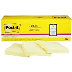 POSTIT 65424SSCP SUPER STICKY RECYCLED NOTES 76 X 76MM CANARY YELLOW CABINET PACK 24