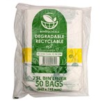 ENVIROCHOICE BIN LINER DEGRADEABLE LOW DENSITY 75 LITRE CLEAR PACK 50