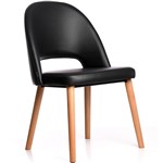 DURAFURN SEMIFREDDO CHAIR TROJAN OAK LEGS BLACK VINYL SEAT
