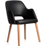 DURAFURN SORBET ARM CHAIR TROJAN OAK LEGS BLACK VINYL SEAT