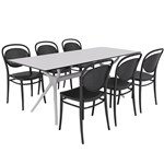 SIESTA AIR TABLE 180 AND MARCEL CHAIR 8 SEAT PACKAGE BLACK