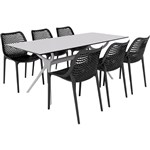SIESTA AIR TABLE 180 AND AIR CHAIR 6 SEAT PACKAGE BLACK