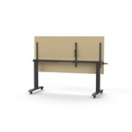 RAPIDLINE BOOST HEIGHT ADJUST FLIP TOP TABLE 1800 X 750 X 725MM NATURAL OAK TOP AND BLACK PC FRAME