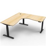 RAPIDLINE BOOST PLUS HEIGHT ADJUSTABLE CORNER WORKSTATION 1800 X 1500 X 750MM NATURAL OAK TOP  BLACK FRAME