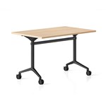 RAPIDLINE TYPHOON FLIP TOP TABLE 1200 X 600MM NATURAL OAK TOP AND BLACK PC ALL OVER FRAME