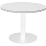 RAPIDLINE CIRCULAR COFFEE TABLE 600 X 425MM NATURAL WHITE TABLE TOP  WHITE POWDER COAT BASE