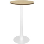 RAPIDLINE DRY BAR TABLE 600 X 1050MM NATURAL OAK TABLE TOP  WHITE POWDER COAT BASE