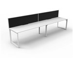 RAPID INFINITY DELUXE 2 PERSON LOOP LEG SINGLE SIDED WORKSTATION 1500 X 750 X 730MM BLACK SCREEN  NATURAL WHITE TOP  WHITE FRAME