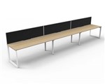 RAPID INFINITY DELUXE 3 PERSON LOOP LEG SINGLE SIDED WORKSTATION 1500 X 750 X 730MM BLACK SCREEN NATURAL OAK TOP WHITE FRAME