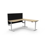 RAPIDLINE HALO PLUS CORNER WORKSTATION WITH SCREEN 1800 X 1800MM NATURAL OAK TOP  WHITE FRAME  BLACK SCREEN