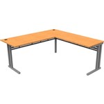 RAPID SPAN C LEG DESK AND RETURN WITH METAL MODESTY PANEL 1800 X 1800 X 730MM BEECHSILVER