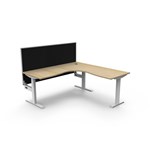RAPIDLINE BOOST STATIC CORNER WORKSTATION WITH SCREEN 1800 X 1800MM NATURAL OAK TOP  WHITE FRAME  BLACK SCREEN