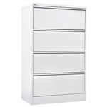 GO LATERAL FILING CABINET 4 DRAWER HEAVY DUTY 1321 X 900 X 473MM WHITE CHINA