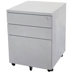 GO STEEL MOBILE PEDESTAL STEEL 3DRAWER LOCKABLE 460 X 472 X 610MM PRECIOUS SILVER