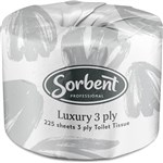 SORBENT PROFESSIONAL LUXURY TOILET TISSUE 3 PLY 225 SHEETS CARTON 48