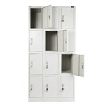 METAL LOCKER 12 DOOR WITH CAM LOCK 900 X 450 X 1800MM GREY