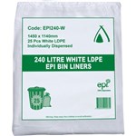 HUHTAMAKI LDPE BIN LINER EPI 240 LITRE WHITE PACK 25