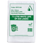 HUHTAMAKI LDPE BIN LINER EPI 73 LITRE WHITE PACK 25