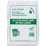 HUHTAMAKI LDPE BIN LINER EPI 82 LITRE WHITE PACK 25