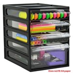 ITALPLAST OFFICE ORGANISER CABINET 4 DRAWER 255D X 165W X 230H MM BLACK