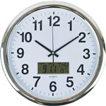 ITALPLAST WALL CLOCK WITH LCD DISPLAY 430MM WHITE  CHROME