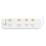 ITALPLAST POWER BOARD 4 OUTLET INDIVIDUAL SWITCHES 1M WHITE
