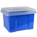 ITALPLAST FILE STORAGE BOX 32 LITRE BLUEBERRYCLEAR LID