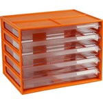 ITALPLAST DOCUMENT CABINET 5 DRAWER 255 X 330 X 230MM A4 MANDARIN