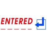 DESKMATE PREINKED MESSAGE STAMP ENTERED AND DATE BLUERED