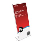 DEFLECTO SIGN HOLDER SLANTED PORTRAIT DL CLEAR