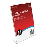 DEFLECTO SIGN HOLDER SLANTED PORTRAIT A5 CLEAR