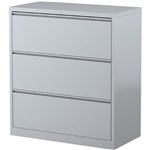 STEELCO LATERAL FILING CABINET 3 DRAWER 1015 X 915 X 463MM SILVER GREY