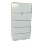STEELCO LATERAL FILING CABINET 4 DRAWER FLIPPER 1770 X 915 X 463MM SILVER GREY