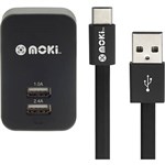 MOKI WALL CHARGER AND SYNCHARGE CABLE USBA TO USBC 900MM BLACK
