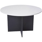 YS DESIGN OXLEY ROUND MEETING TABLE 900MM DIAMETER WHITEIRONSTONE