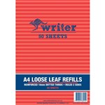 WRITER LOOSE LEAF REFILL REINFORCED 14MM DOTTED THIRDS 60GSM A4 50 SHEET