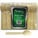 WRITER BREAKROOM ECO WOODEN CUTLERY TEASPOON 140MM NATURAL PACK 100