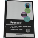 PROTEXT DISPLAY BOOK NONREFILLABLE INSERT COVER 20 POCKET A4 BLACK